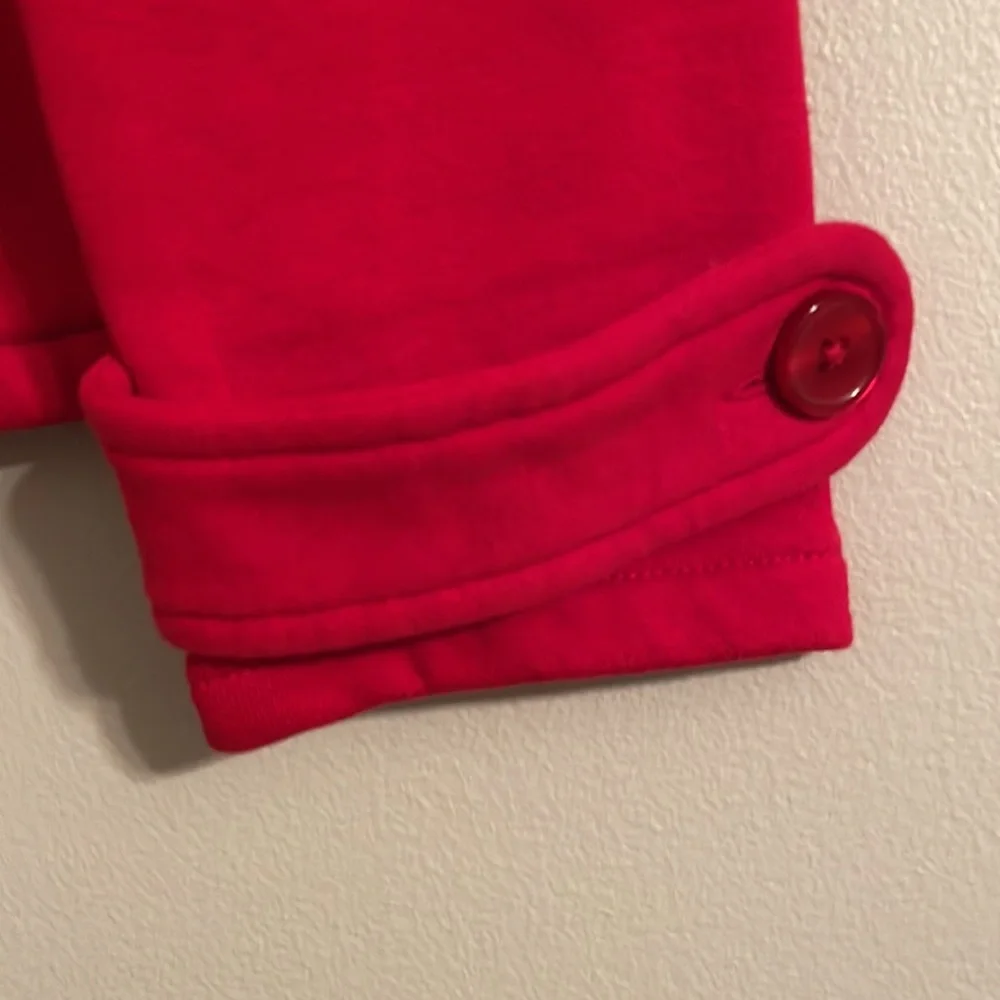 Lands’ End Bright Red Girls Cotton Pea Coat Size 7 8